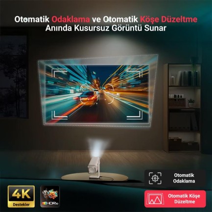 Vankyo Aurzen Boom Air Android Google TV 4K Destekli Projeksiyon Cihazı +HDR10+ToF Auto Focus+Auto Keystone+6G WiFi+6.1BT+Dolby Ses Sistemi+Powerbank Desteği - PS5/PS4/XBOX - Thumbnail