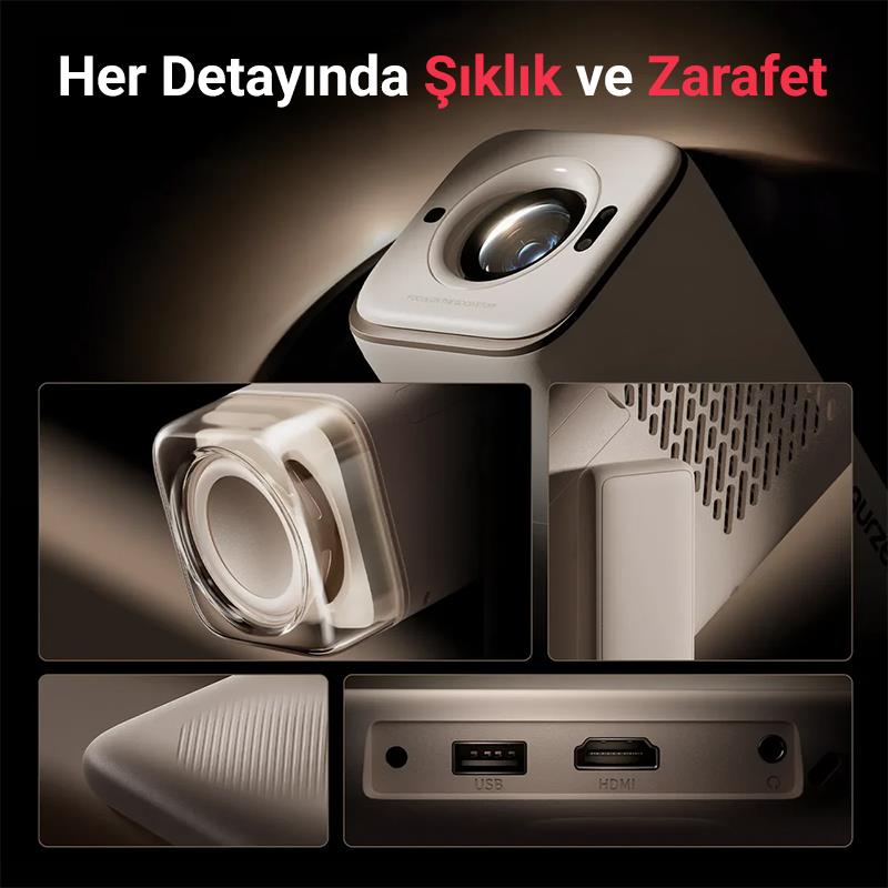Vankyo Aurzen Boom Air Android Google TV 4K Destekli Projeksiyon Cihazı +HDR10+ToF Auto Focus+Auto Keystone+6G WiFi+6.1BT+Dolby Ses Sistemi+Powerbank Desteği - PS5/PS4/XBOX
