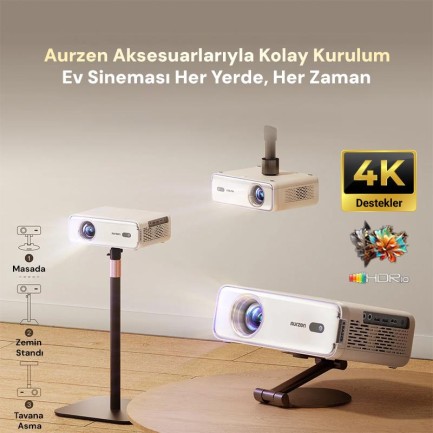 Vankyo Aurzen D1 Smart TV 4K Destekli Projeksiyon Cihazı +HDR10+Auto Focus+Auto Keystone+6G WiFi+6.1BT+Dolby Ses Sistemi - PS5/PS4/XBOX - Thumbnail