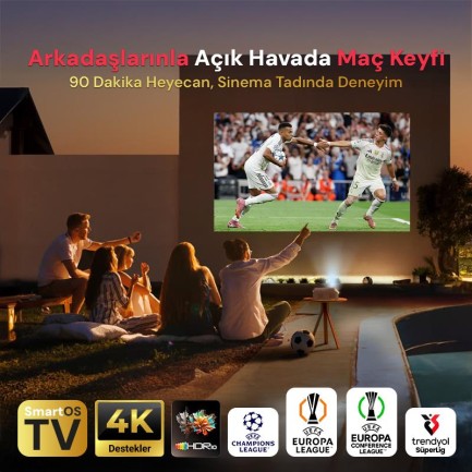 Vankyo Aurzen D1 Smart TV 4K Destekli Projeksiyon Cihazı +HDR10+Auto Focus+Auto Keystone+6G WiFi+6.1BT+Dolby Ses Sistemi - PS5/PS4/XBOX - Thumbnail