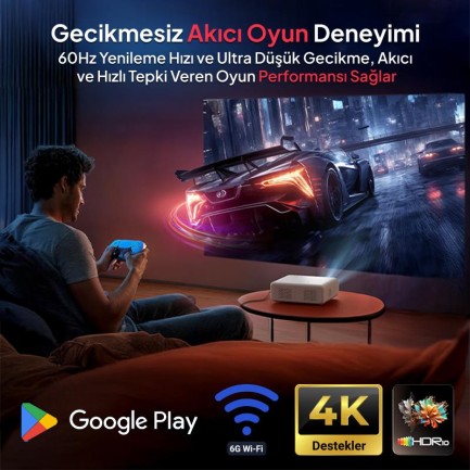 Vankyo Aurzen D1G Android Google TV 4K Destekli Projeksiyon Cihazı +HDR10+Auto Focus+Auto Keystone+6G WiFi+6.1BT+Dolby Ses Sistemi - PS5/PS4/XBOX - Thumbnail