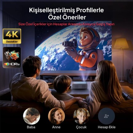 Vankyo Aurzen D1G Android Google TV 4K Destekli Projeksiyon Cihazı +HDR10+Auto Focus+Auto Keystone+6G WiFi+6.1BT+Dolby Ses Sistemi - PS5/PS4/XBOX - Thumbnail