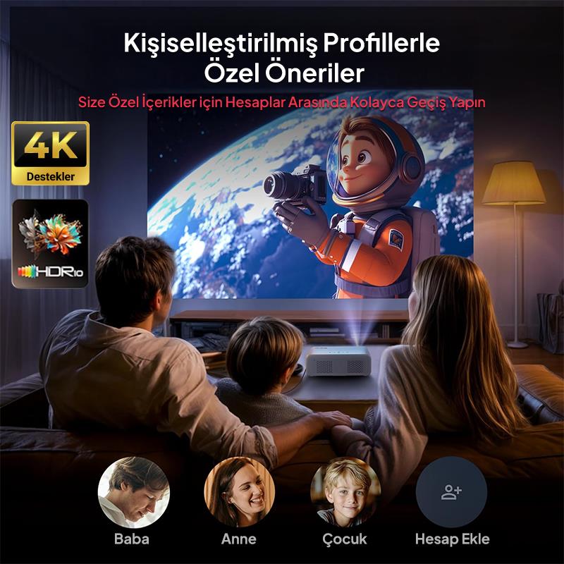 Vankyo Aurzen D1G Android Google TV 4K Destekli Projeksiyon Cihazı +HDR10+Auto Focus+Auto Keystone+6G WiFi+6.1BT+Dolby Ses Sistemi - PS5/PS4/XBOX