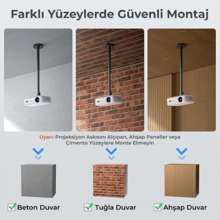 Vankyo Aurzen Projeksiyon Cihazları İçin 60CM Açılabilir Premium Tavan Duvar Askı Aparatı - Thumbnail