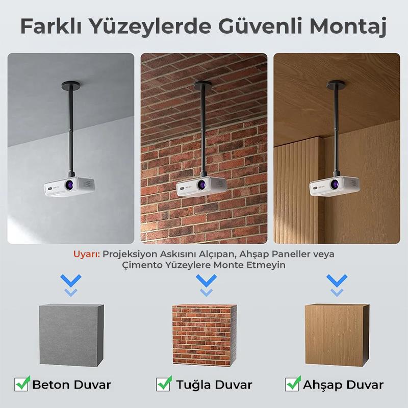 Vankyo Aurzen Projeksiyon Cihazları İçin 60CM Açılabilir Premium Tavan Duvar Askı Aparatı