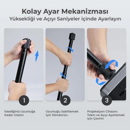 Vankyo Aurzen Projeksiyon Cihazları İçin 60CM Açılabilir Premium Tavan Duvar Askı Aparatı - Thumbnail