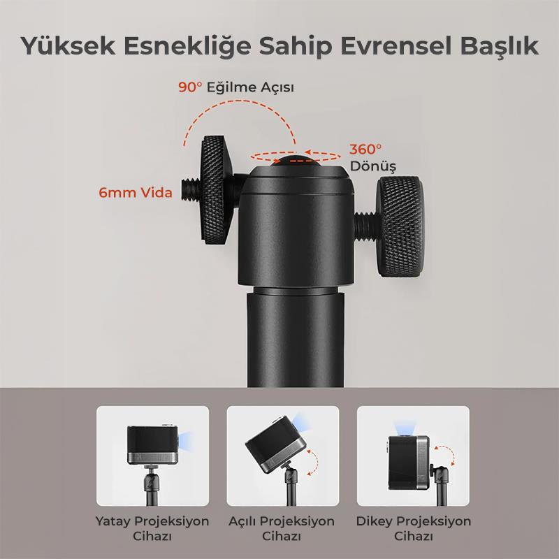 Vankyo Aurzen Premium Projeksiyon Zemin Standı Alüminyum Alaşım Tripod Yuvalı Siyah