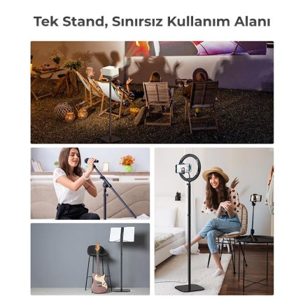 Vankyo Aurzen Premium Projeksiyon Zemin Standı Alüminyum Alaşım Tripod Yuvalı Siyah - Thumbnail