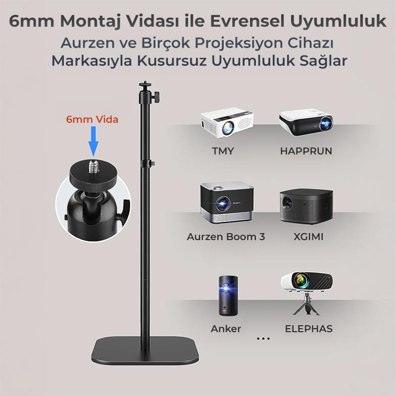 Vankyo Aurzen Premium Projeksiyon Zemin Standı Alüminyum Alaşım Tripod Yuvalı Siyah