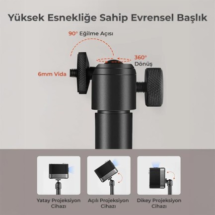 Vankyo Aurzen Premium Projeksiyon Zemin Standı Alüminyum Alaşım Tripod Yuvalı Siyah - Thumbnail