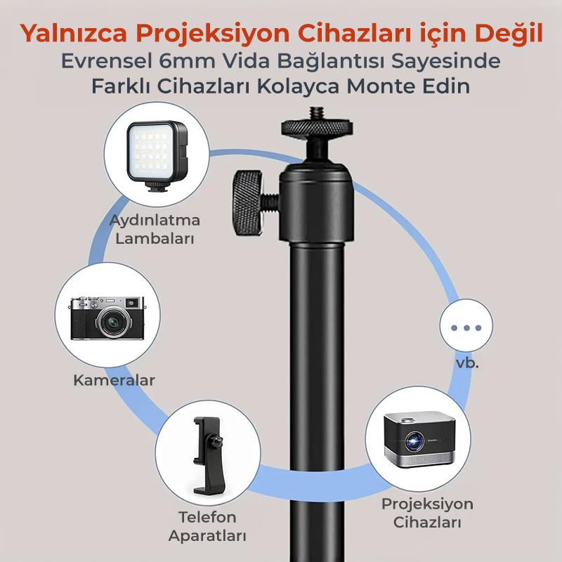 Vankyo Aurzen Premium Projeksiyon Zemin Standı Alüminyum Alaşım Tripod Yuvalı Siyah
