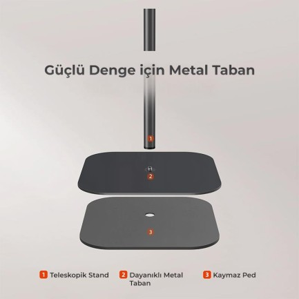 Vankyo Aurzen Premium Projeksiyon Zemin Standı Alüminyum Alaşım Tripod Yuvalı Siyah - Thumbnail