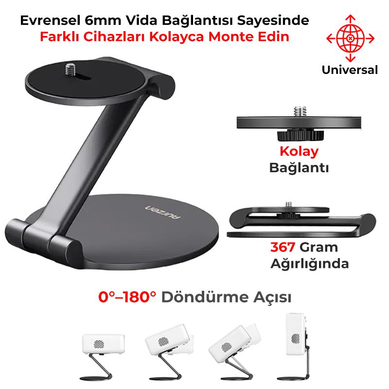 Vankyo Aurzen Projeksiyon Cihazları İçin Ultra Compact Alüminyum Tripod Yuvalı Katlanabilir Stand