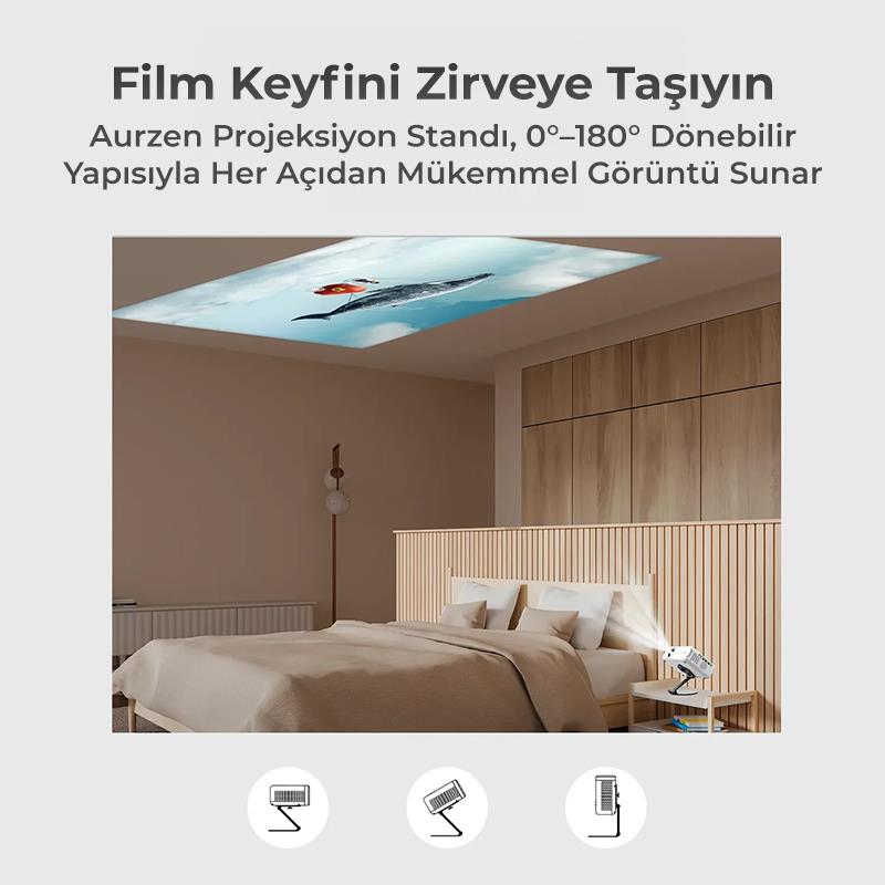 Vankyo Aurzen Projeksiyon Cihazları İçin Ultra Compact Alüminyum Tripod Yuvalı Katlanabilir Stand