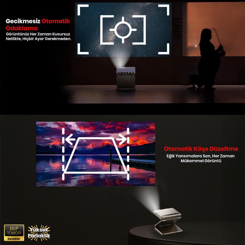 Vankyo Aurzen ZIP Katlanabilir DLP 1080P Destekli Bataryalı Projeksiyon Cihazı +Auto Focus+Auto Keystone+Type-C Hızlı Şarj+6G WiFi+6.1 Bluetooth Gold - PS5/PS4/XBOX