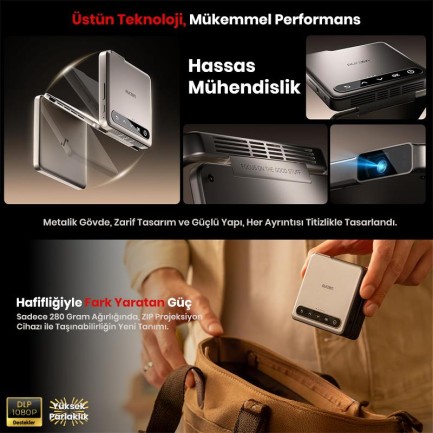 Vankyo Aurzen ZIP Katlanabilir DLP 1080P Destekli Bataryalı Projeksiyon Cihazı +Auto Focus+Auto Keystone+Type-C Hızlı Şarj+6G WiFi+6.1 Bluetooth Gold - PS5/PS4/XBOX - Thumbnail