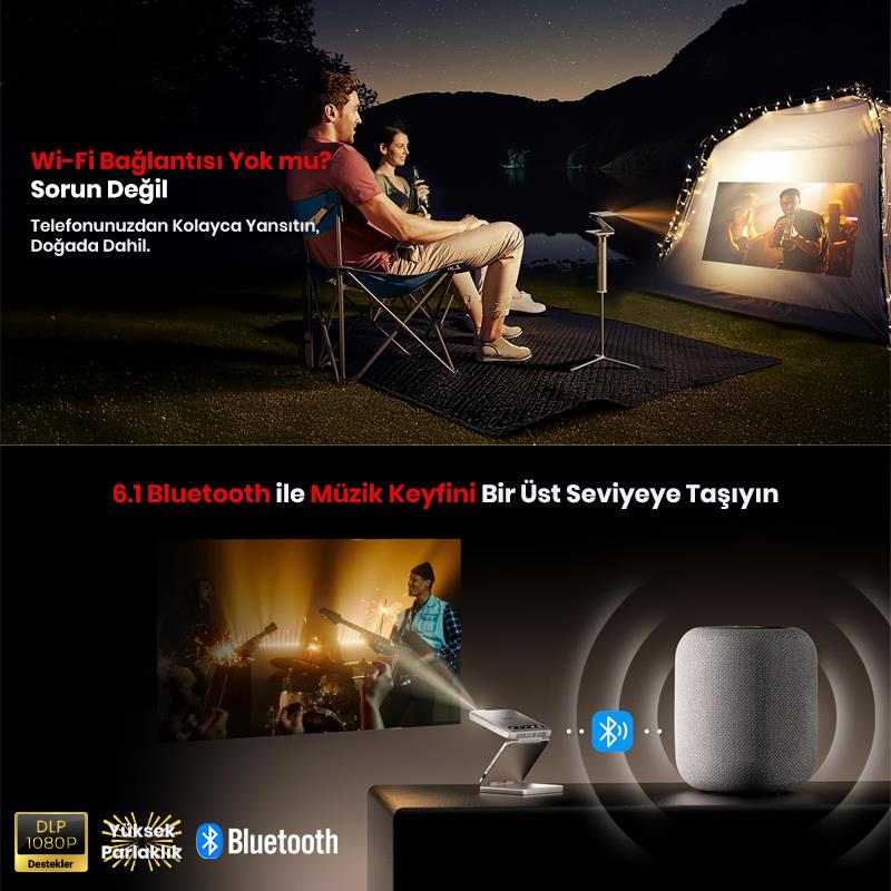 Vankyo Aurzen ZIP Katlanabilir DLP 1080P Destekli Bataryalı Projeksiyon Cihazı +Auto Focus+Auto Keystone+Type-C Hızlı Şarj+6G WiFi+6.1 Bluetooth Gold - PS5/PS4/XBOX