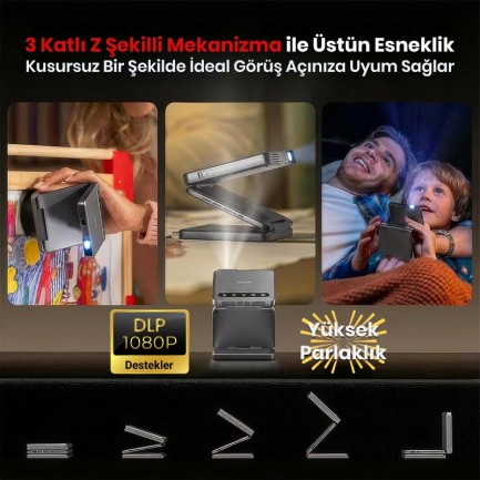 Vankyo Aurzen ZIP Katlanabilir DLP 1080P Destekli Bataryalı Projeksiyon Cihazı +Auto Focus+Auto Keystone+Type-C Hızlı Şarj+6G WiFi+6.1 Bluetooth Koyu Gri - PS5/PS4/XBOX - Thumbnail