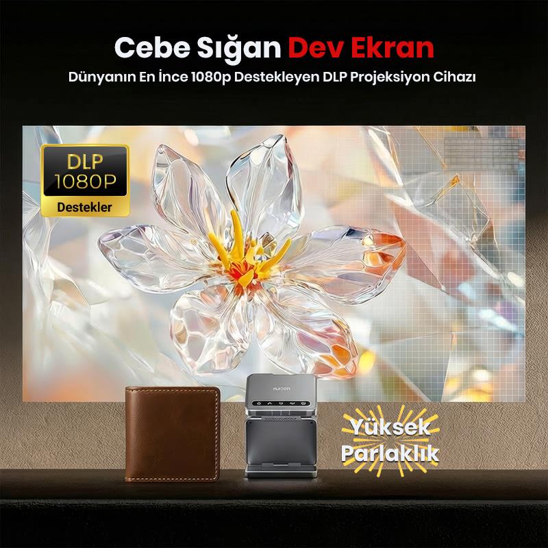 Vankyo Aurzen ZIP Katlanabilir DLP 1080P Destekli Bataryalı Projeksiyon Cihazı +Auto Focus+Auto Keystone+Type-C Hızlı Şarj+6G WiFi+6.1 Bluetooth Koyu Gri - PS5/PS4/XBOX
