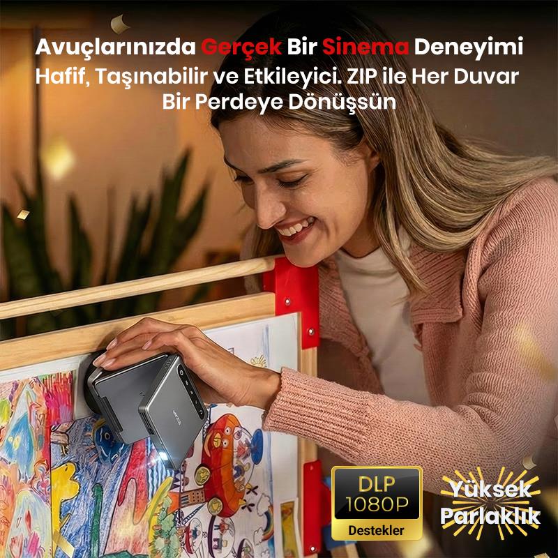 Vankyo Aurzen ZIP Katlanabilir DLP 1080P Destekli Bataryalı Projeksiyon Cihazı +Auto Focus+Auto Keystone+Type-C Hızlı Şarj+6G WiFi+6.1 Bluetooth Koyu Gri - PS5/PS4/XBOX