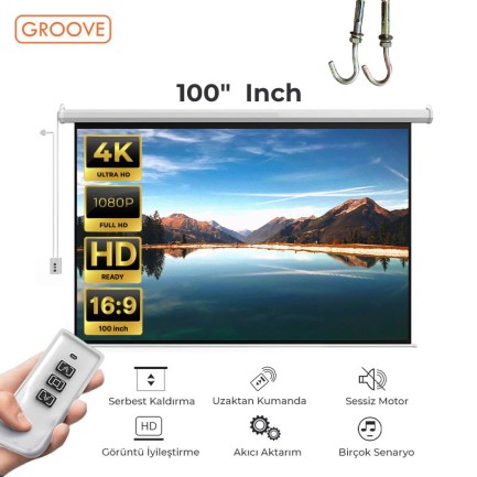 GROOVE - Vankyo Groove 100¨ Inch Elektrikli Otomatik Kumandalı Projeksiyon Perdesi