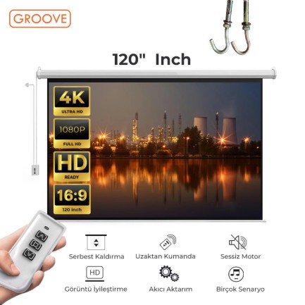 GROOVE - Vankyo Groove 120¨ Inch Elektrikli Otomatik Kumandalı Projeksiyon Perdesi