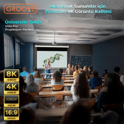 Groove Vizio Pro 120¨ Inch 265x150cm Blackout Işık Geçirmez Profesyonel Projeksiyon Perdesi +Canlı Renkler+Göz Koruması+Leke Tutmaz Projector - Thumbnail