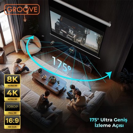 Groove Vizio Pro 120¨ Inch 265x150cm Blackout Işık Geçirmez Profesyonel Projeksiyon Perdesi +Canlı Renkler+Göz Koruması+Leke Tutmaz Projector - Thumbnail