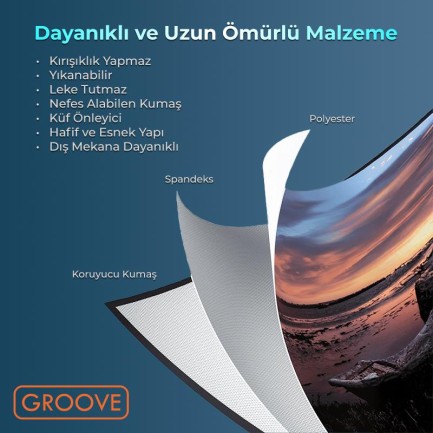 Groove Vizio Pro 120¨ Inch 265x150cm Blackout Işık Geçirmez Profesyonel Projeksiyon Perdesi +Canlı Renkler+Göz Koruması+Leke Tutmaz Projector - Thumbnail