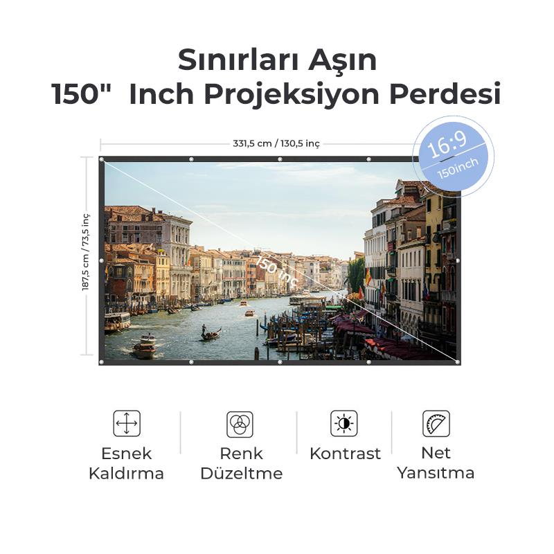 Vankyo Groove 150¨ Inch Elektrikli Otomatik Kumandalı Projeksiyon Perdesi
