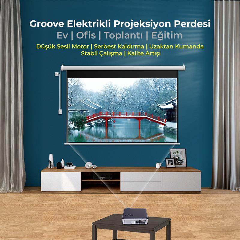 Vankyo Groove 150¨ Inch Elektrikli Otomatik Kumandalı Projeksiyon Perdesi