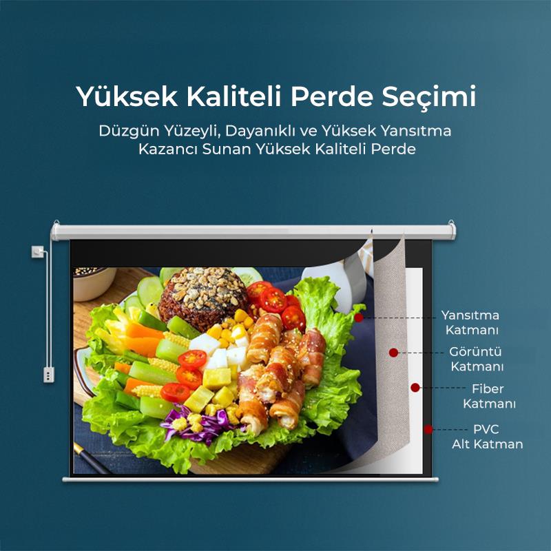 Vankyo Groove 150¨ Inch Elektrikli Otomatik Kumandalı Projeksiyon Perdesi