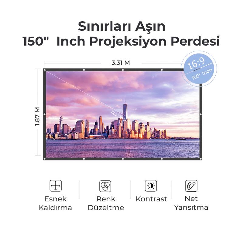 Vankyo Groove 150¨ Inch Profesyonel Projeksiyon Perdesi / GROOVE/100INCH-PROJECTORSCREEN