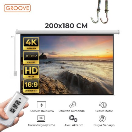 GROOVE - Vankyo Groove 200X180cm Elektrikli Otomatik Kumandalı Projeksiyon Perdesi