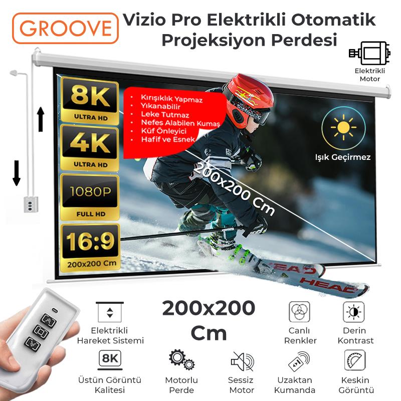 Groove Vizio Pro 200x200cm Blackout Işık Geçirmez Elektrikli Otomatik Kumandalı Projeksiyon Perdesi +Motorlu+Canlı Renkler+Göz Koruması+Leke Tutmaz Projector Groove Vizio Pro 200x200cm Blackout Işık Geçirmez Elektrikli Otomatik Kumandalı Projeksiyon Perdesi +Motorlu+Canlı Renkler+Göz Koruması+Leke Tutmaz Projector