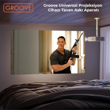 Vankyo Groove 30-60CM Alüminyum Projeksiyon Cihazı Tavan Askı Aparatı Duvar Bağlantı Aparatı Universal Projector Beyaz (360° Dönebilen Tripod Yuvalı) - Thumbnail