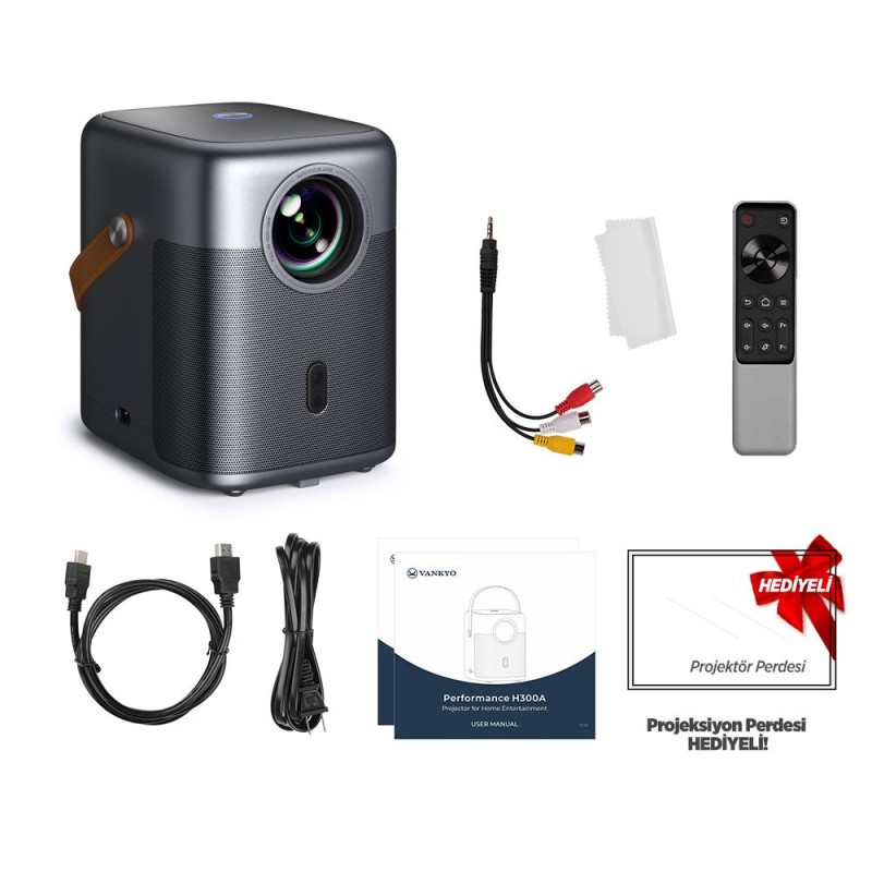 Vankyo H300A Android TV 4K Destekli Projeksiyon Cihazı +Auto Focus+Auto Keystone 6G Wi-Fi+5.2 Bluetooth 240 Inç Yansıtma+HiFi Dolby Ses Sistemi Koyu Gri PS5/PS4/XBOX 