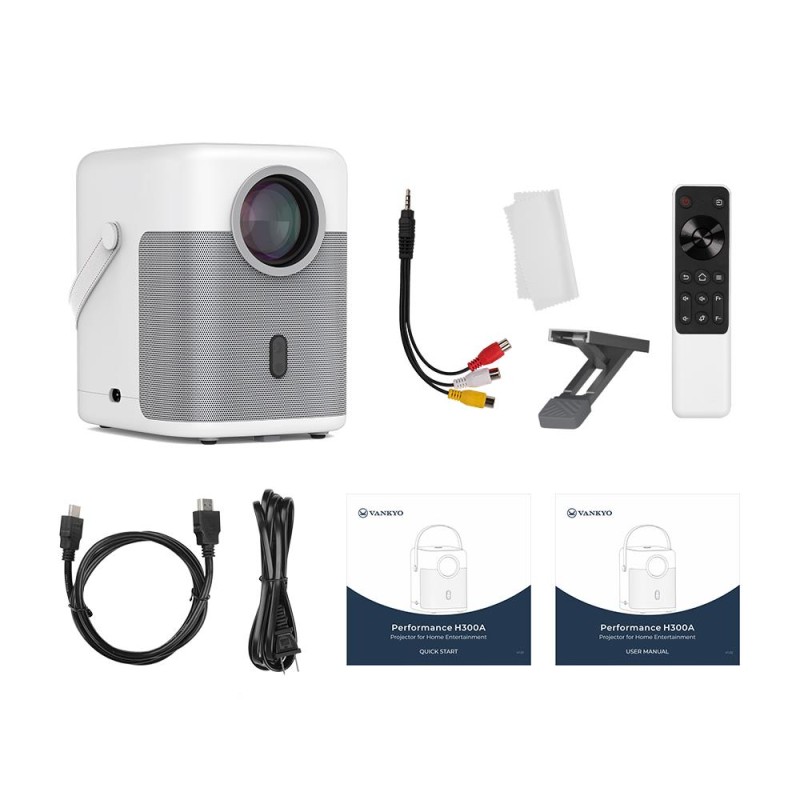 Vankyo H300A Android TV 4K Destekli Projeksiyon Cihazı +Auto Focus+Auto Keystone 6G Wi-Fi+5.2 Bluetooth 240 Inç Yansıtma+HiFi Dolby Ses Sistemi Beyaz PS5/PS4/XBOX/HDMI/USB 