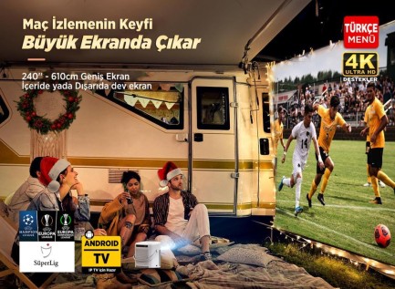 Vankyo H300A Android TV 4K Destekli Projeksiyon Cihazı +Auto Focus+Auto Keystone 6G Wi-Fi+5.2 Bluetooth 240 Inç Yansıtma+HiFi Dolby Ses Sistemi Beyaz PS5/PS4/XBOX - Thumbnail