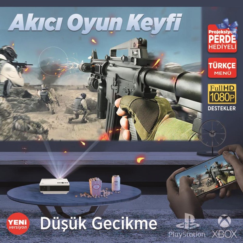 VANKYO Leisure 410 5G WiFi Projeksiyon Cihazı - 1080P Destekli - 240 İnç Yansıtma - Dahili Hoparlör - PS5/PS4/XBOX/HDMI