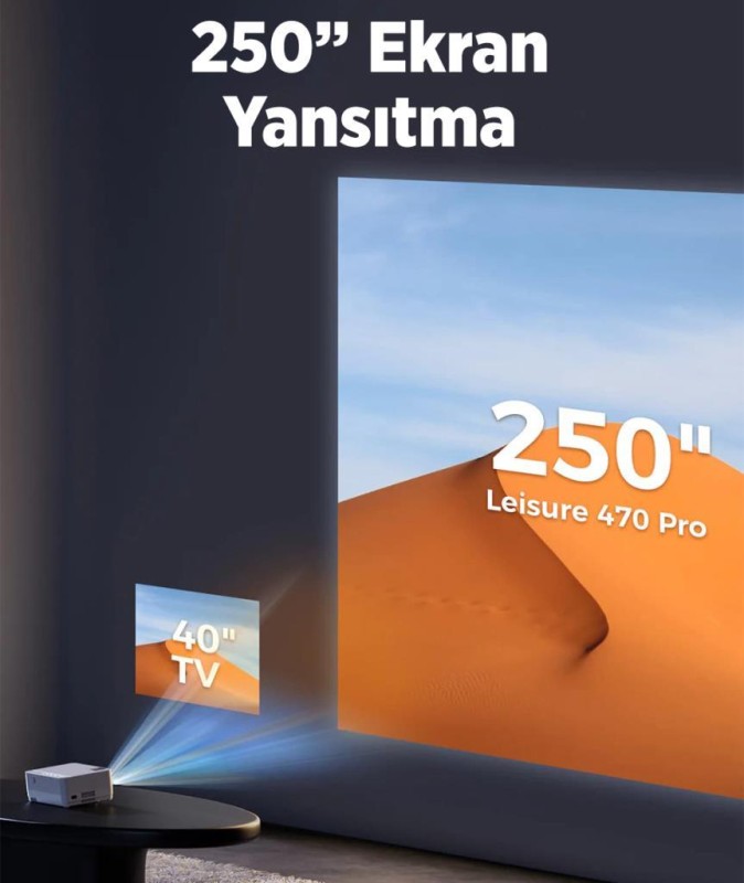 Vankyo Leisure 470 Pro Native 1080P 5G Wi-Fi LCD Led Projeksiyon Cihazı - 250 İnç Yansıtma - Dahili Hoparlör - TV Stick/PS5/HDMI/USB/VGA/AV
