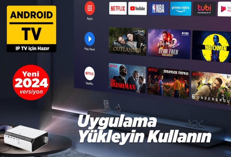 Vankyo Leisure 495W Android TV 4K Destekli Projeksiyon Cihazı 5G Wi-Fi + 5.1 Bluetooth LCD LED - 220 İnç Yansıtma - HiFi Dolby Ses Sistemi