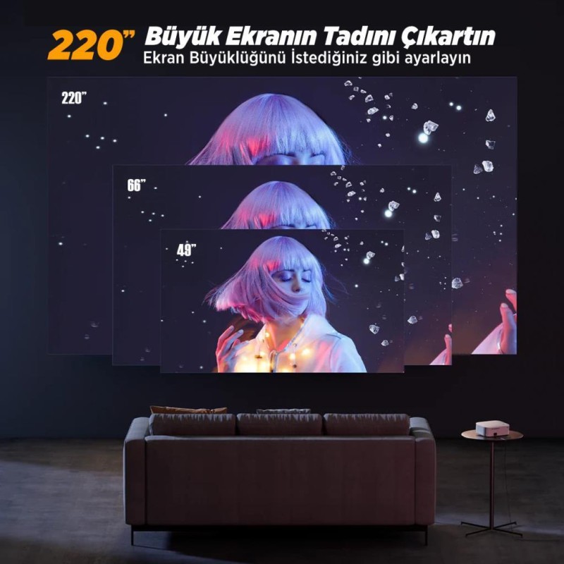 Vankyo Leisure 495W Android TV 4K Destekli Projeksiyon Cihazı 5G Wi-Fi + 5.1 Bluetooth LCD LED - 220 İnç Yansıtma - HiFi Dolby Ses Sistemi