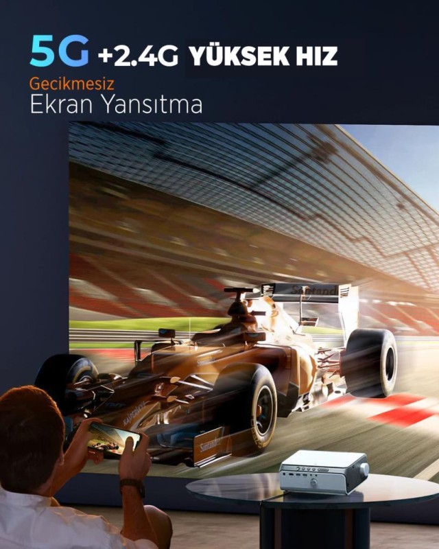 Vankyo Leisure 495W Android TV 4K Destekli Projeksiyon Cihazı 5G Wi-Fi + 5.1 Bluetooth LCD LED - 220 İnç Yansıtma - HiFi Dolby Ses Sistemi