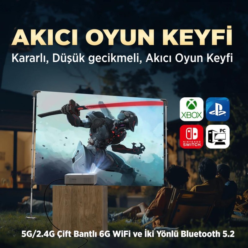 Vankyo Leisure L570B SmartTV 4K Destekli Projeksiyon Cihazı +Auto Focus+Auto Keystone+6G WiFi+5.2 Bluetooth+300 İnç Yansıtma+Dolby Premium Ses Sistemi Beyaz PS5/PS4/XBOX