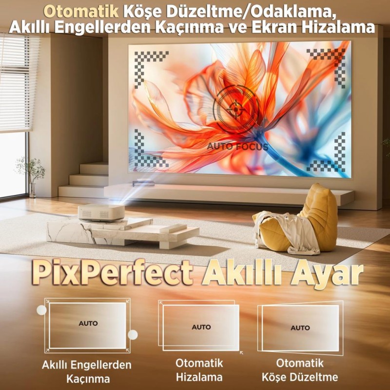Vankyo Leisure L570B SmartTV 4K Destekli Projeksiyon Cihazı +Auto Focus+Auto Keystone+6G WiFi+5.2 Bluetooth+300 İnç Yansıtma+Dolby Premium Ses Sistemi Beyaz PS5/PS4/XBOX