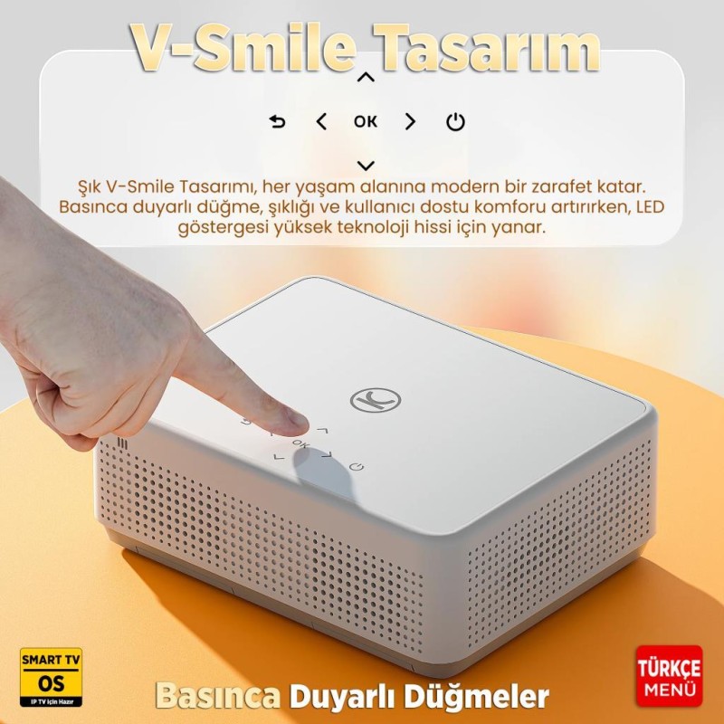 Vankyo Leisure L570B SmartTV 4K Destekli Projeksiyon Cihazı +Auto Focus+Auto Keystone+6G WiFi+5.2 Bluetooth+300 İnç Yansıtma+Dolby Premium Ses Sistemi Beyaz PS5/PS4/XBOX