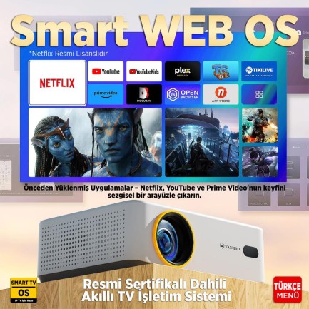 Vankyo Leisure L570B SmartTV 4K Destekli Projeksiyon Cihazı +Auto Focus+Auto Keystone+6G WiFi+5.2 Bluetooth+300 İnç Yansıtma+Dolby Premium Ses Sistemi Beyaz PS5/PS4/XBOX - Thumbnail