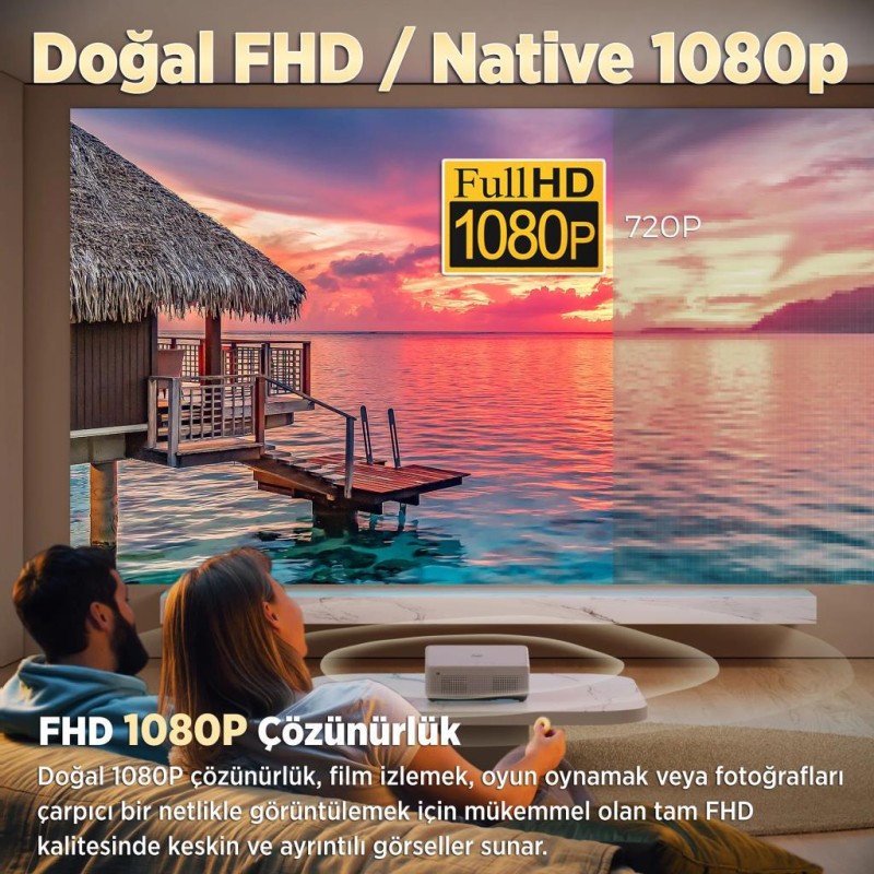 Vankyo Leisure L570B SmartTV 4K Destekli Projeksiyon Cihazı +Auto Focus+Auto Keystone+6G WiFi+5.2 Bluetooth+300 İnç Yansıtma+Dolby Premium Ses Sistemi Beyaz PS5/PS4/XBOX