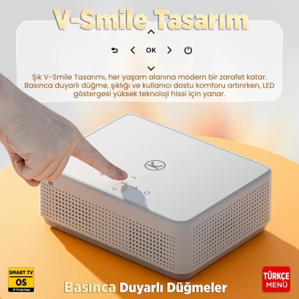 Vankyo Leisure L570B SmartTV 4K Destekli Projeksiyon Cihazı +Auto Focus+Auto Keystone+6G WiFi+5.2 Bluetooth+300 İnç Yansıtma+Dolby Premium Ses Sistemi Beyaz PS5/PS4/XBOX - Thumbnail